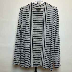 Mix by 41 Hawthorn women’s striped cardigan, grey and navy colors, size M